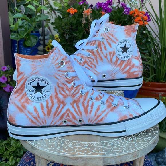 New Orange Sunburst Tie Dye Converse Hi Tops Sz 11 - Picture 9 of 15